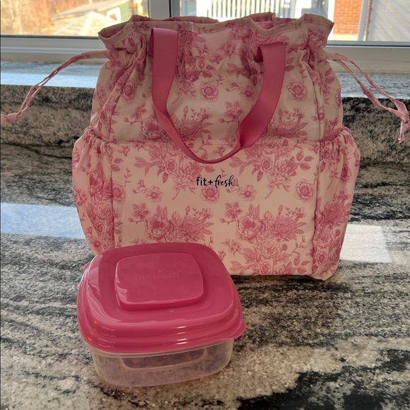 Fit + Fresh Handbags - Fit + Fresh Pink Floral Women's Lunch Box and Matching Container